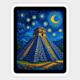 Chichen Itza in Starry Night Sticker